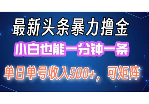 最新暴力头条掘金日入500+，矩阵操作日入2000+ ，小白也能轻松上手！